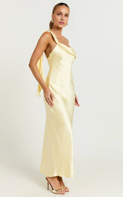 Refined Beautiful Timeless Special Occasion Elegant Satin Strapless Sleeveless Midi Evening Dress