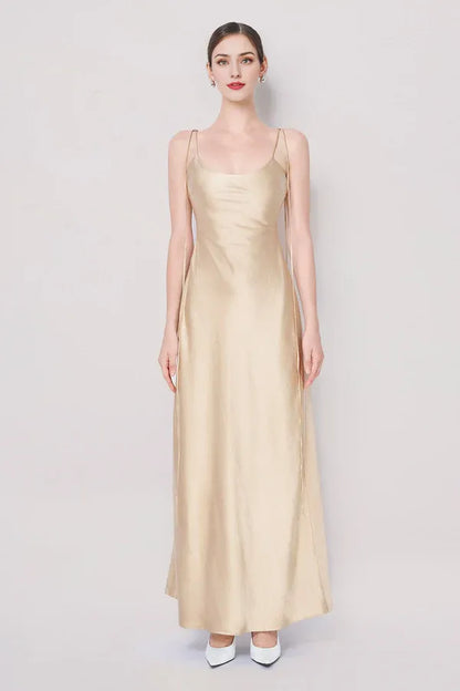 Sophisticated Graceful Stylish Refined Beautiful Timeless Chic Elegant Satin Sleeveless Prom Dress
