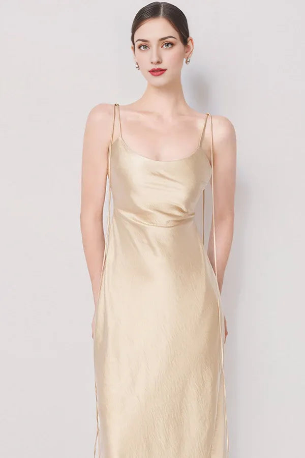Sophisticated Graceful Stylish Refined Beautiful Timeless Chic Elegant Satin Sleeveless Prom Dress