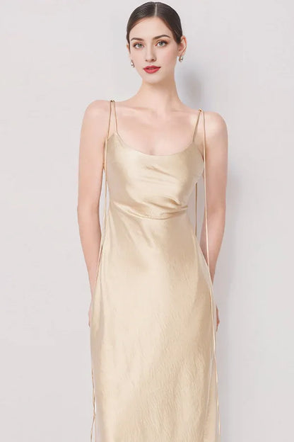 Sophisticated Graceful Stylish Refined Beautiful Timeless Chic Elegant Satin Sleeveless Prom Dress