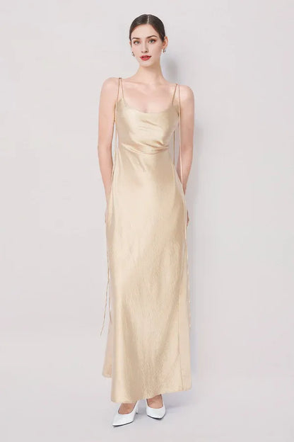 Sophisticated Graceful Stylish Refined Beautiful Timeless Chic Elegant Satin Sleeveless Prom Dress