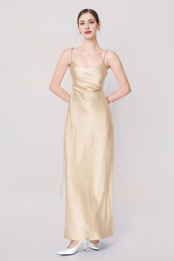 Sophisticated Graceful Stylish Refined Beautiful Timeless Chic Elegant Satin Sleeveless Prom Dress