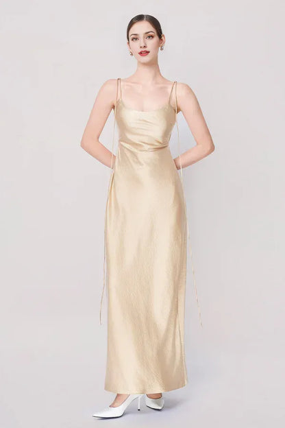 Sophisticated Graceful Stylish Refined Beautiful Timeless Chic Elegant Satin Sleeveless Prom Dress