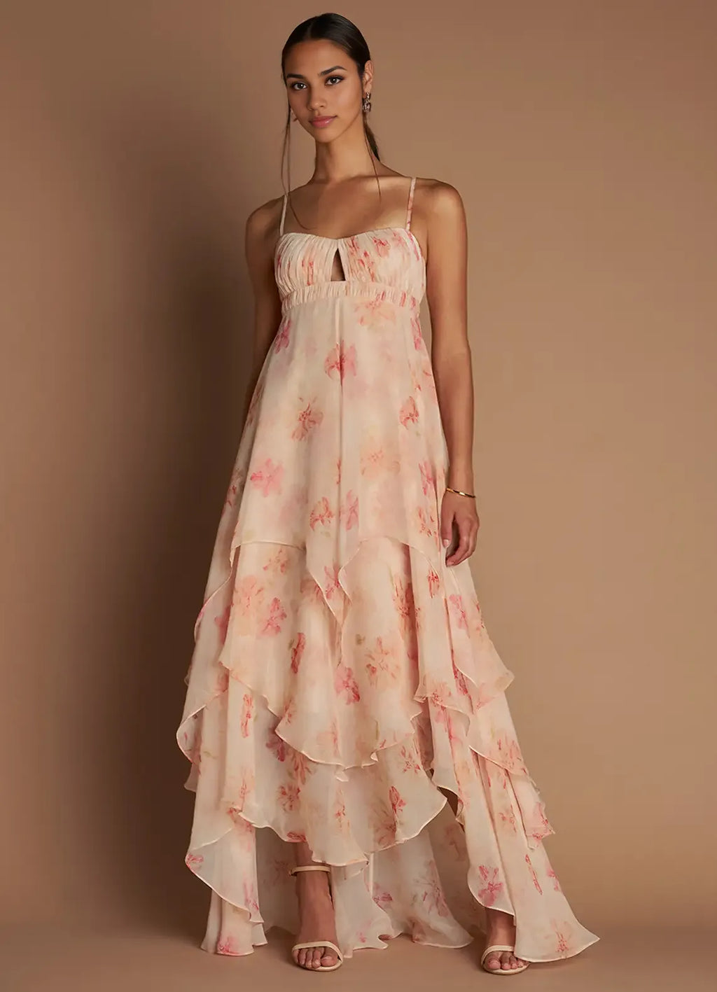 Refined Beautiful Timeless Special Occasion Sophisticated Graceful Elegant Peach Sleeveless Prom Dress