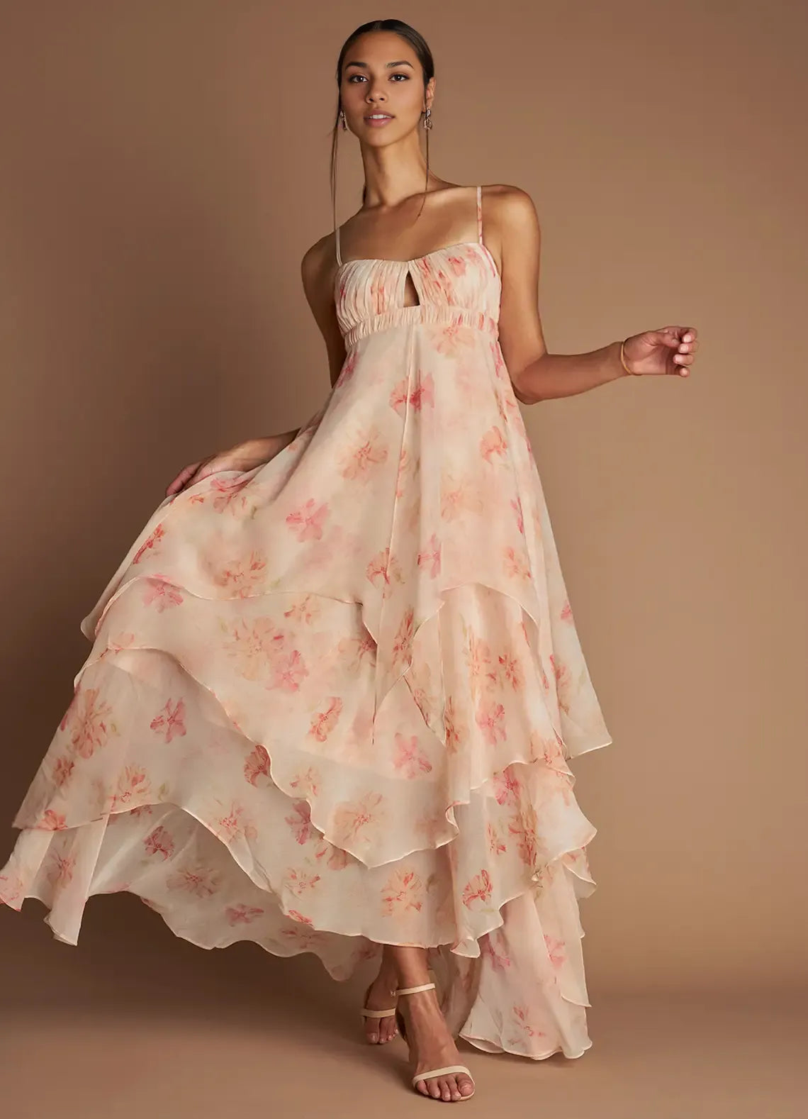 Refined Beautiful Timeless Special Occasion Sophisticated Graceful Elegant Peach Sleeveless Prom Dress