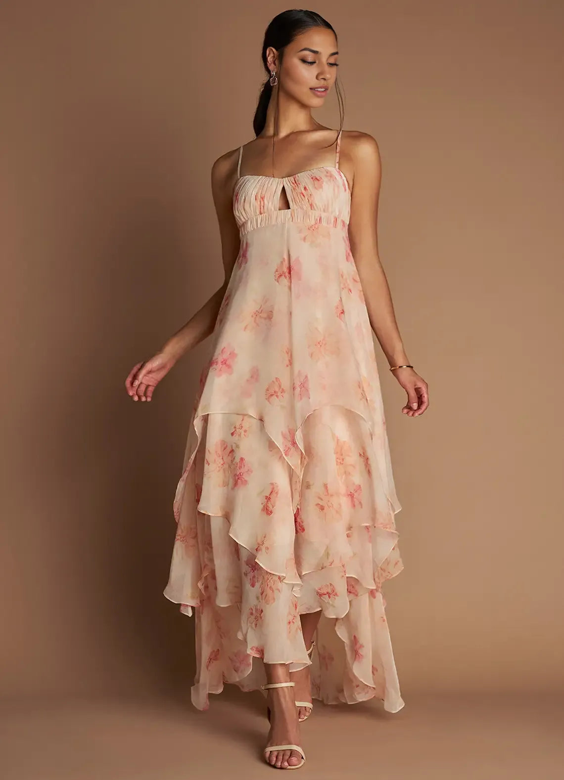 Refined Beautiful Timeless Special Occasion Sophisticated Graceful Elegant Peach Sleeveless Prom Dress