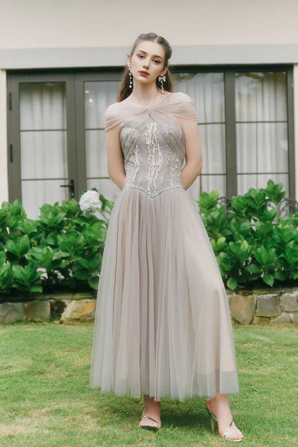 Special Occasion Sophisticated Graceful Stylish Refined Beautiful Elegant Tulle A-Line Sleeveless Prom Dress