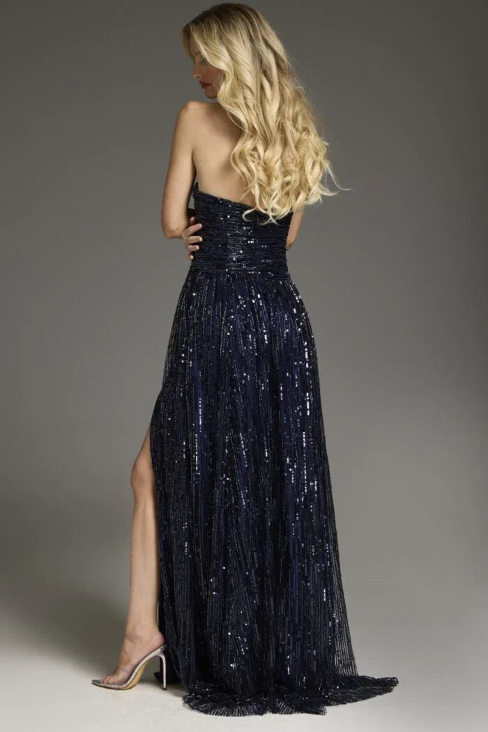 Graceful Stylish Refined Beautiful Timeless Elegant Sequin Strapless Sleeveless Long Prom Dress