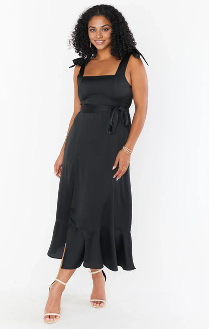 Special Occasion Sophisticated Graceful Stylish Elegant Champagne Satin Square Neck Sleeveless Prom Dress