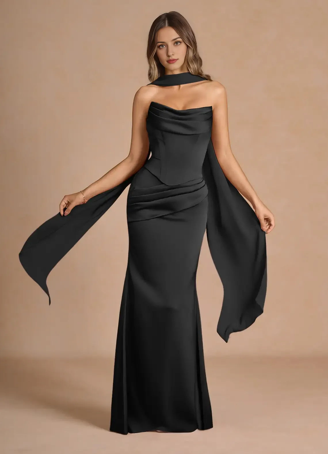 Beautiful Timeless Special Occasion Elegant Red Satin Mermaid Strapless Sleeveless Prom Dress