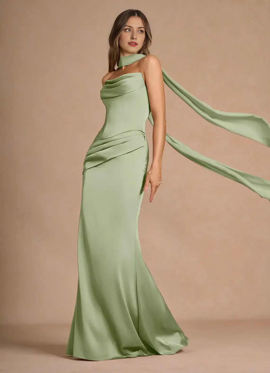 Beautiful Timeless Special Occasion Elegant Red Satin Mermaid Strapless Sleeveless Prom Dress