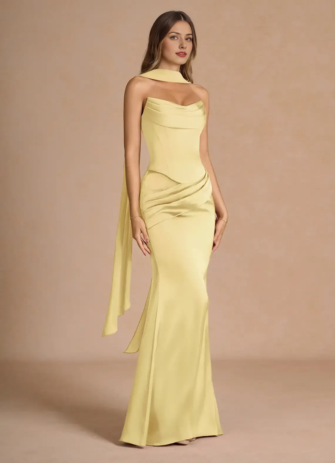 Beautiful Timeless Special Occasion Elegant Red Satin Mermaid Strapless Sleeveless Prom Dress