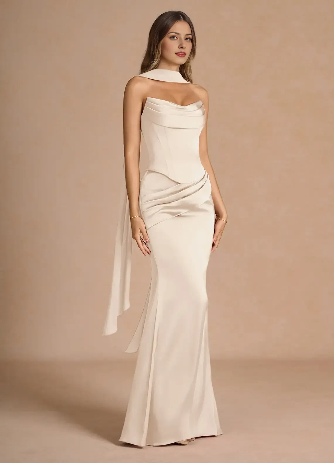 Beautiful Timeless Special Occasion Elegant Red Satin Mermaid Strapless Sleeveless Prom Dress