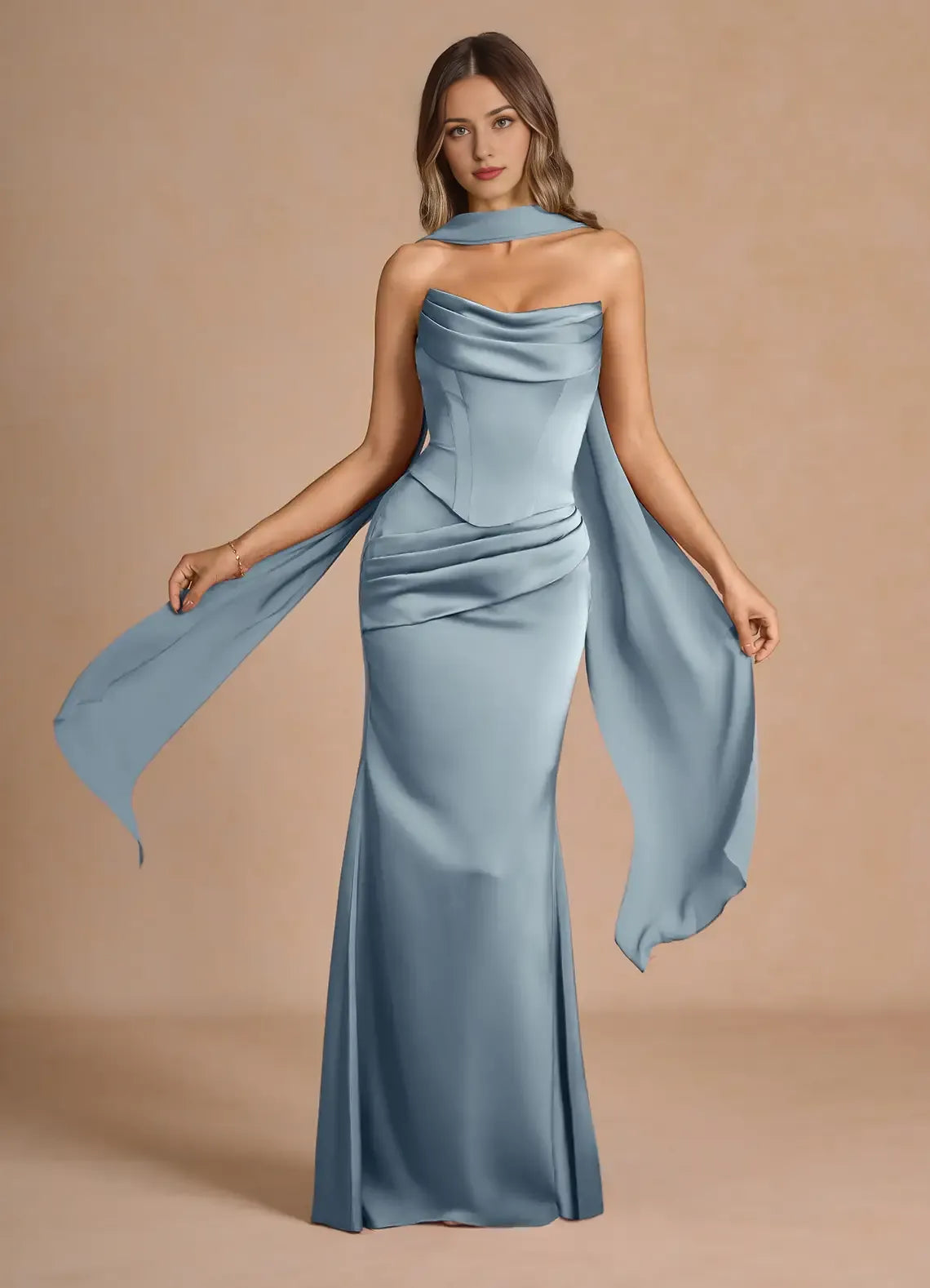 Beautiful Timeless Special Occasion Elegant Red Satin Mermaid Strapless Sleeveless Prom Dress