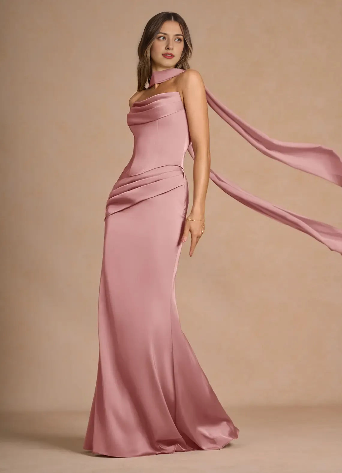 Beautiful Timeless Special Occasion Elegant Red Satin Mermaid Strapless Sleeveless Prom Dress