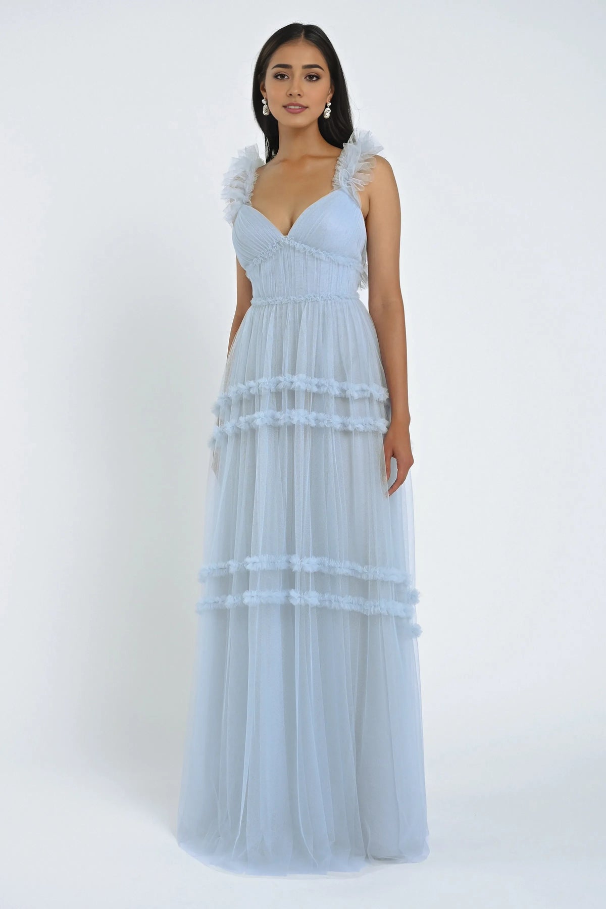 Special Occasion Sophisticated Graceful Elegant Tulle A-Line Sweetheart Sleeveless Floor-Length Bridesmaid Dress