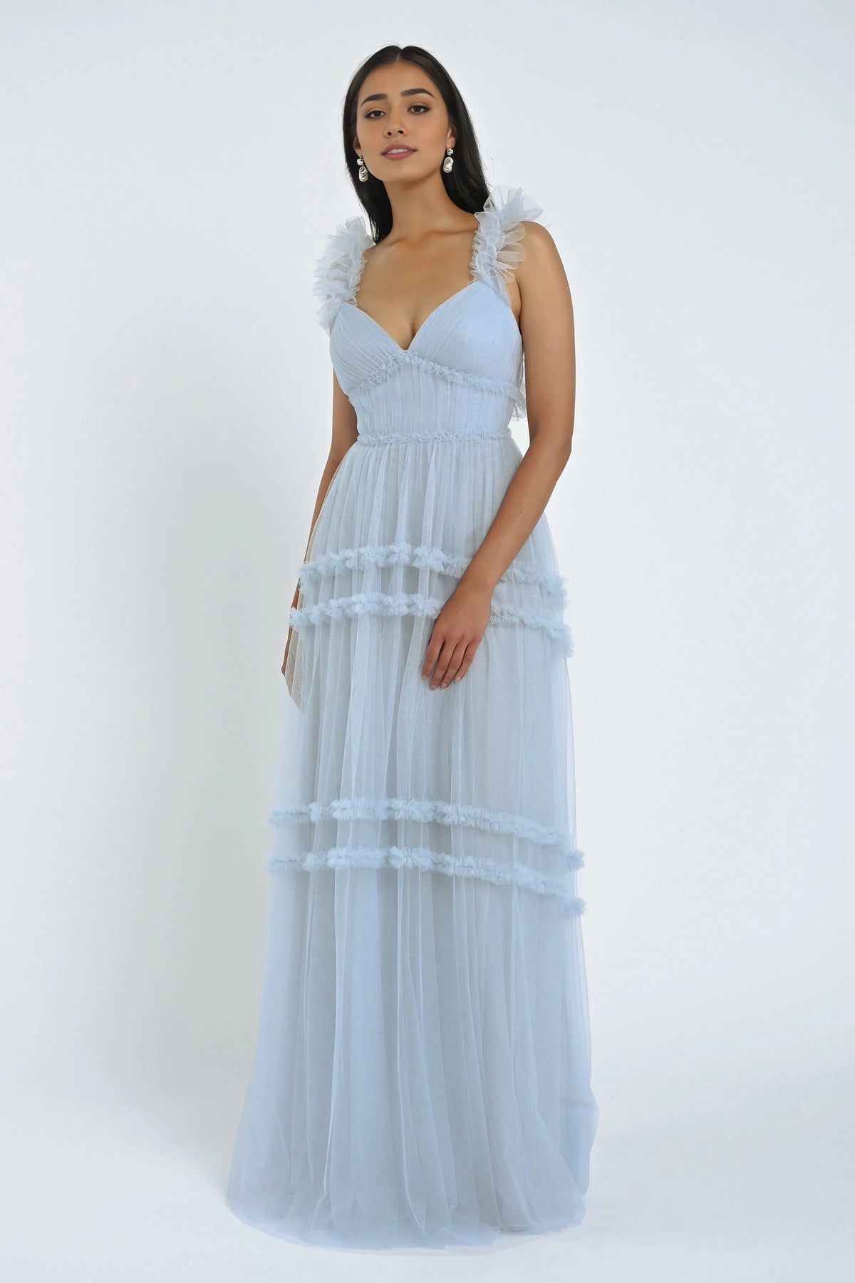 Special Occasion Sophisticated Graceful Elegant Tulle A-Line Sweetheart Sleeveless Floor-Length Bridesmaid Dress