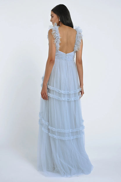 Special Occasion Sophisticated Graceful Elegant Tulle A-Line Sweetheart Sleeveless Floor-Length Bridesmaid Dress
