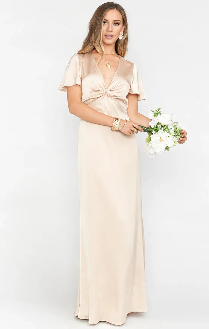 Refined Beautiful Timeless Special Occasion Elegant Satin Short Sleeve Short Prom Dress