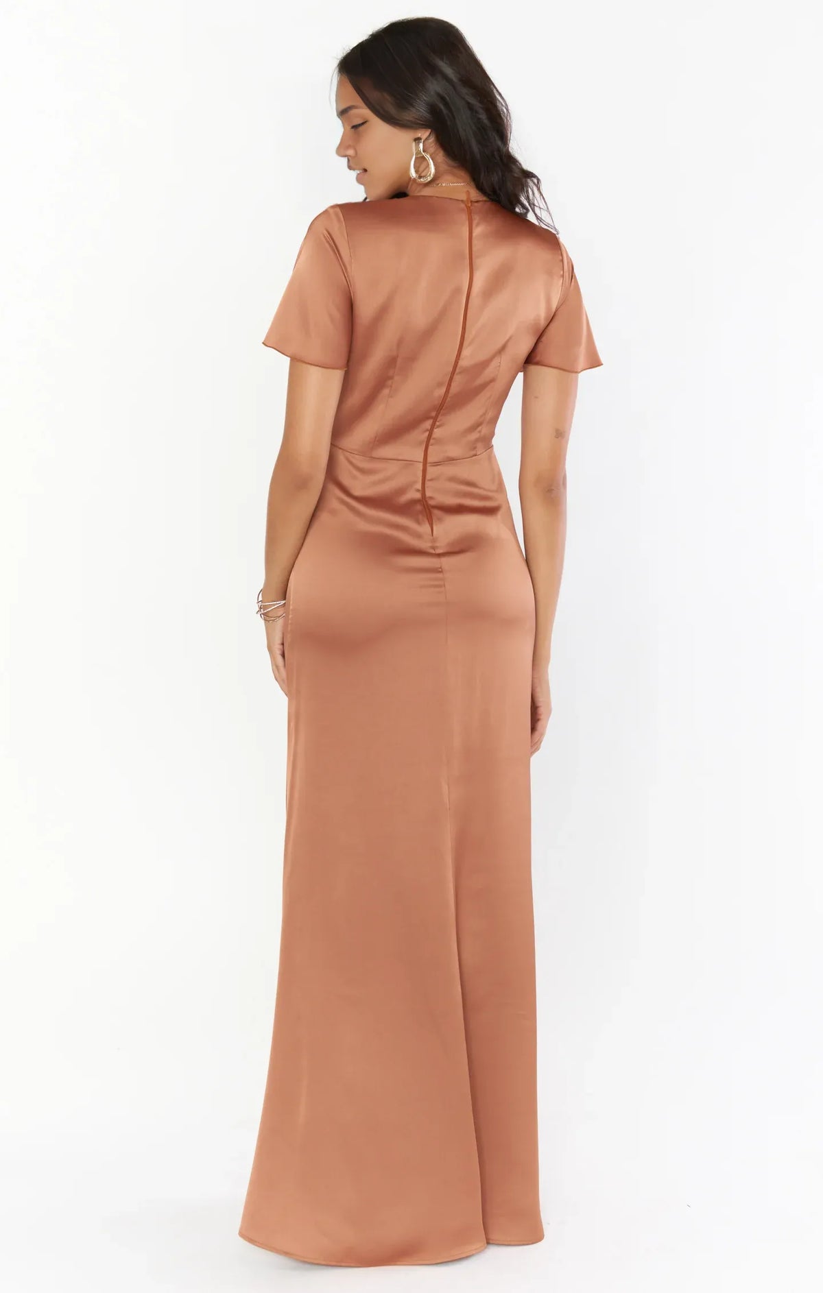 Refined Beautiful Timeless Special Occasion Elegant Satin Short Sleeve Short Prom Dress