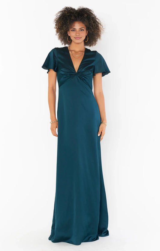 Refined Beautiful Timeless Special Occasion Elegant Satin Short Sleeve Short Prom Dress