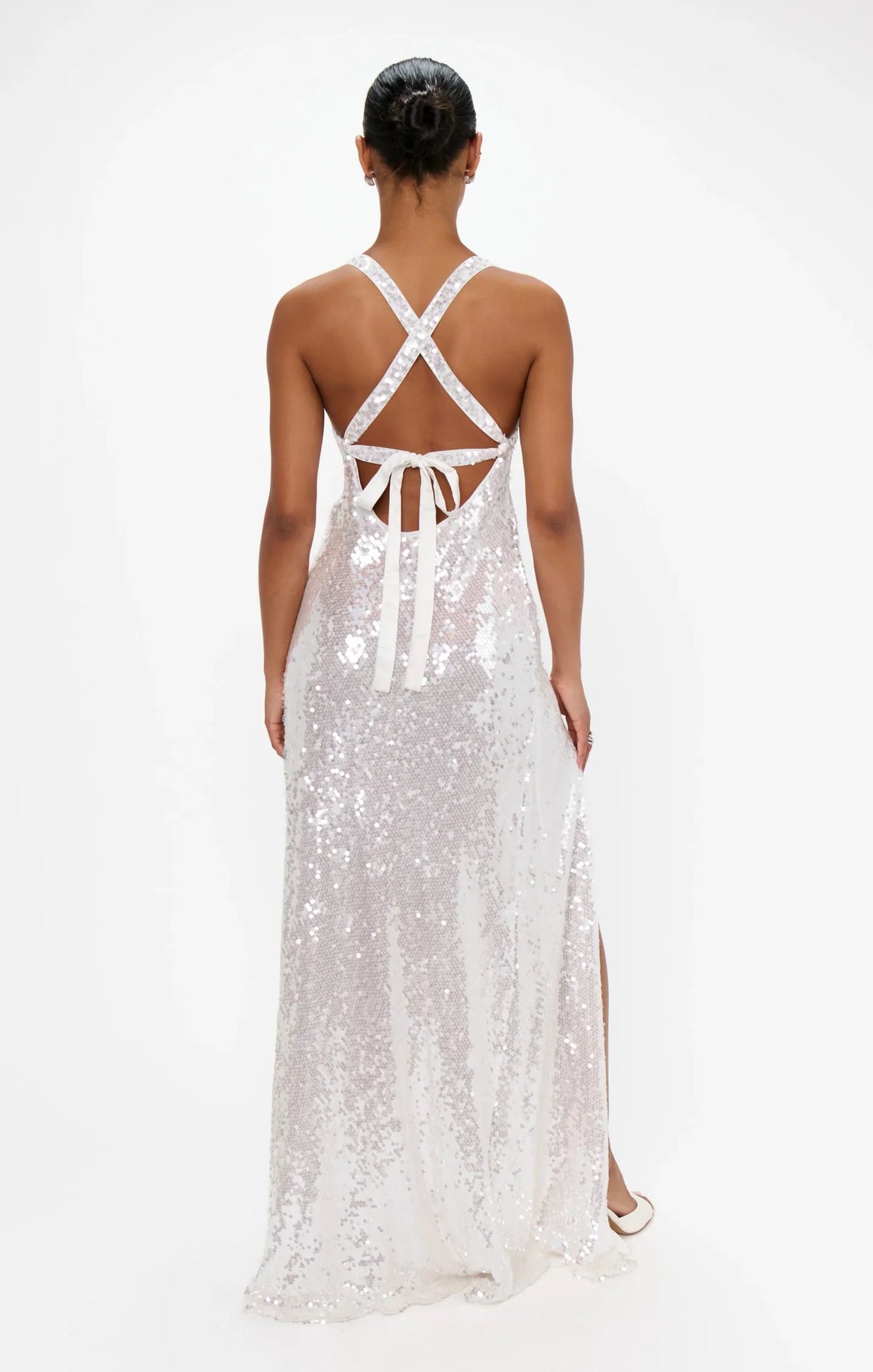 Beautiful Timeless Special Occasion Sophisticated Graceful Elegant Champagne Sequins Sleeveless Prom Dress