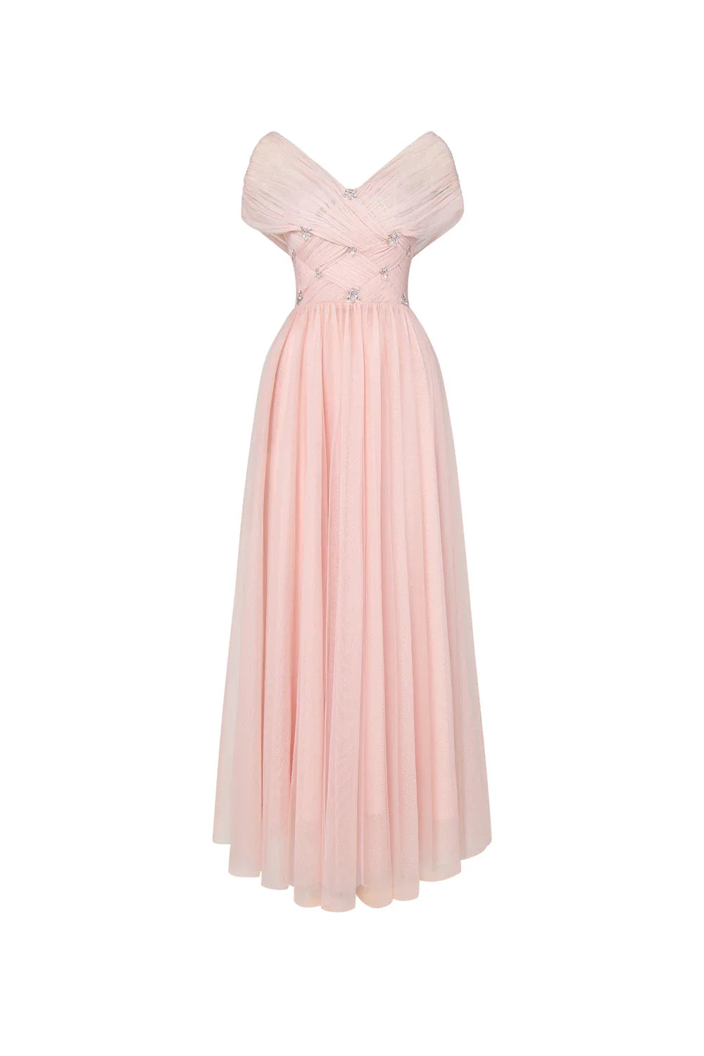 Timeless Special Occasion Elegant Red Tulle A-Line V-Neck Pleated Midi Evening Dress