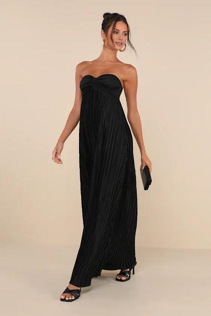 Graceful Stylish Refined Beautiful Elegant Black Satin A-Line Sweetheart Sleeveless Prom Dress