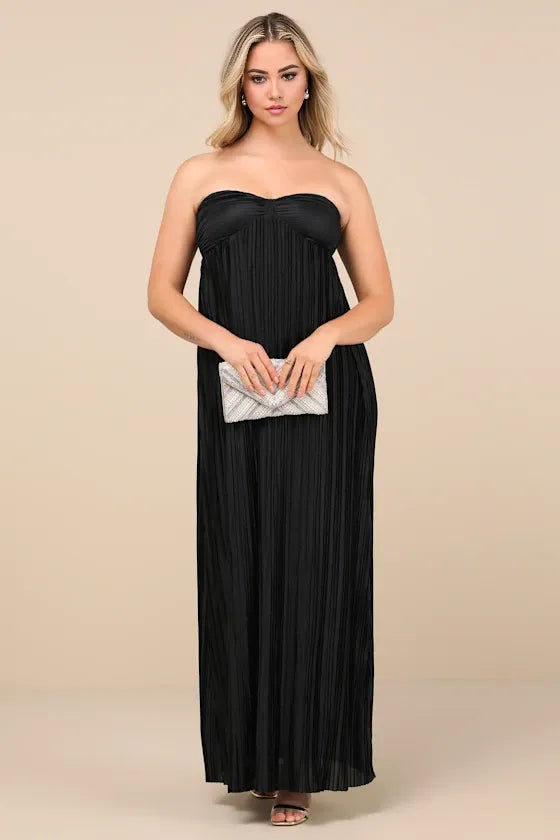 Graceful Stylish Refined Beautiful Elegant Black Satin A-Line Sweetheart Sleeveless Prom Dress