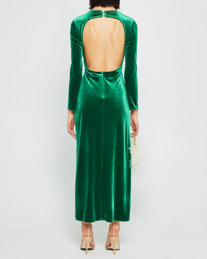 Graceful Stylish Refined Beautiful Timeless Elegant Velvet Long Sleeve Long Evening Dress