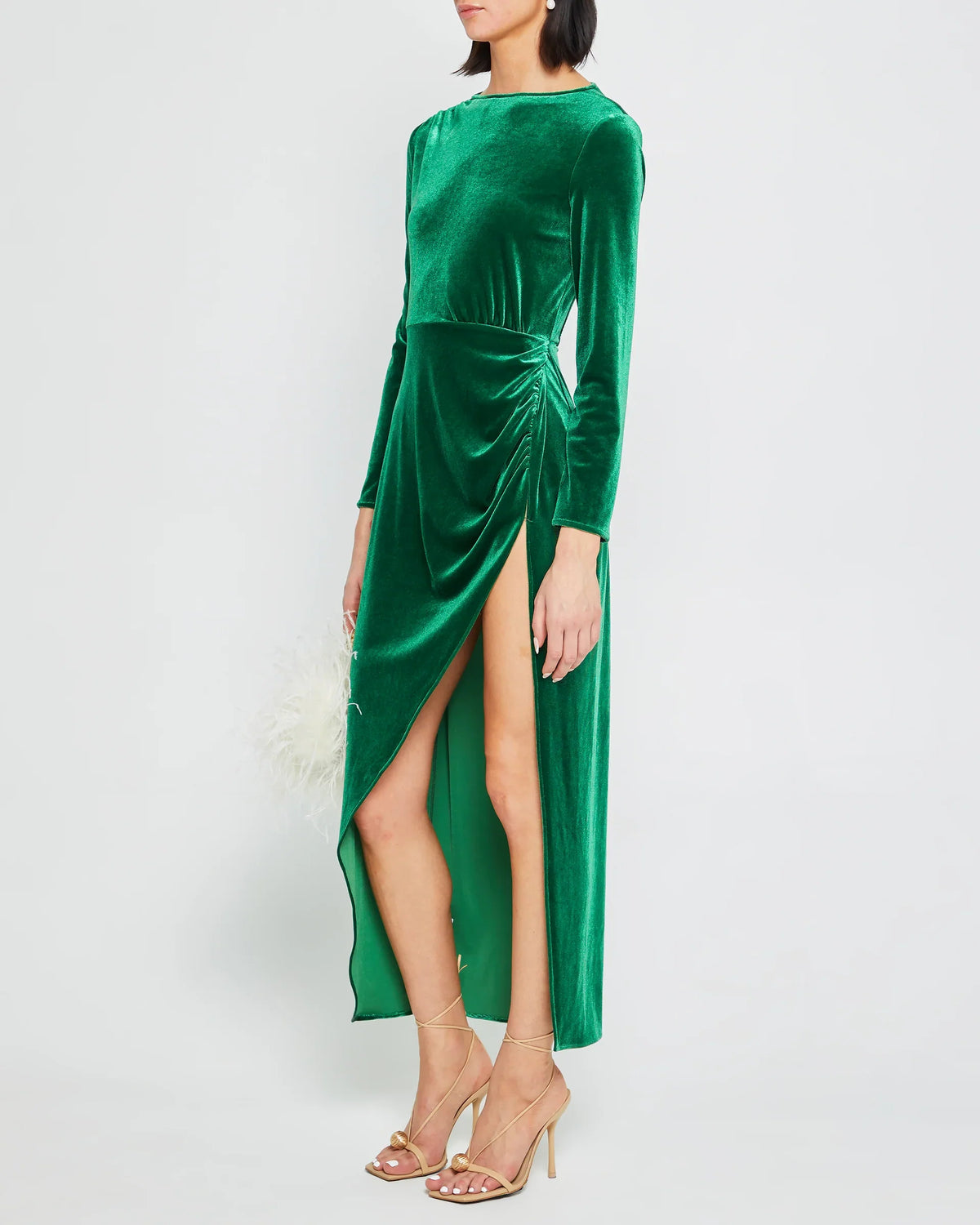 Graceful Stylish Refined Beautiful Timeless Elegant Velvet Long Sleeve Long Evening Dress