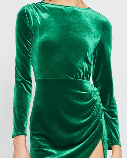 Graceful Stylish Refined Beautiful Timeless Elegant Velvet Long Sleeve Long Evening Dress