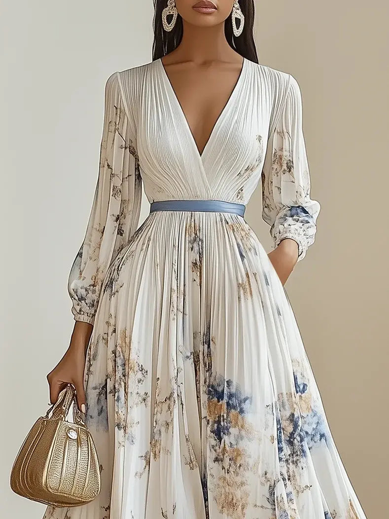 Beautiful Timeless Special Occasion Elegant White Chiffon A-Line Pleated Long Prom Dress