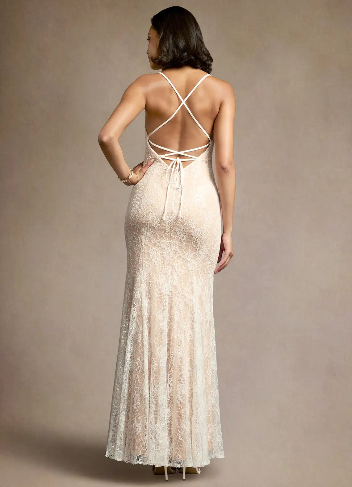 Beautiful Timeless Special Occasion Sophisticated Elegant White Lace Mermaid Sleeveless Prom Dress