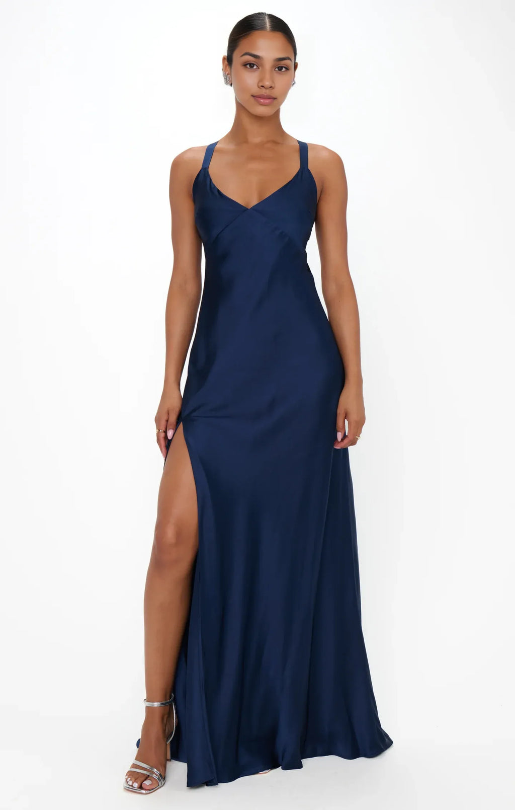 Sophisticated Graceful Stylish Refined Beautiful Timeless Chic Elegant Satin Sleeveless Prom Dress