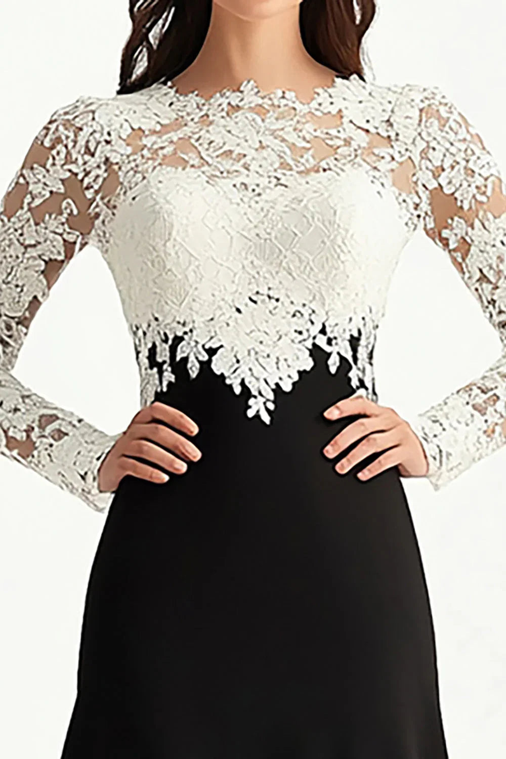 Black White A Line Mother of the Bride Dress