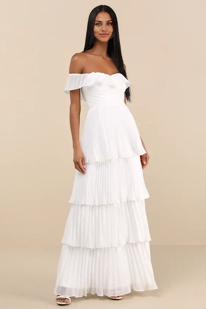 Graceful Stylish Refined Beautiful Timeless Chic Elegant A-Line Off-The-Shoulder Sleeveless Prom Dress
