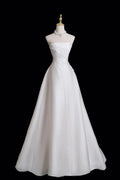 White Pearl Long A-Line Prom Dress White Party Dress