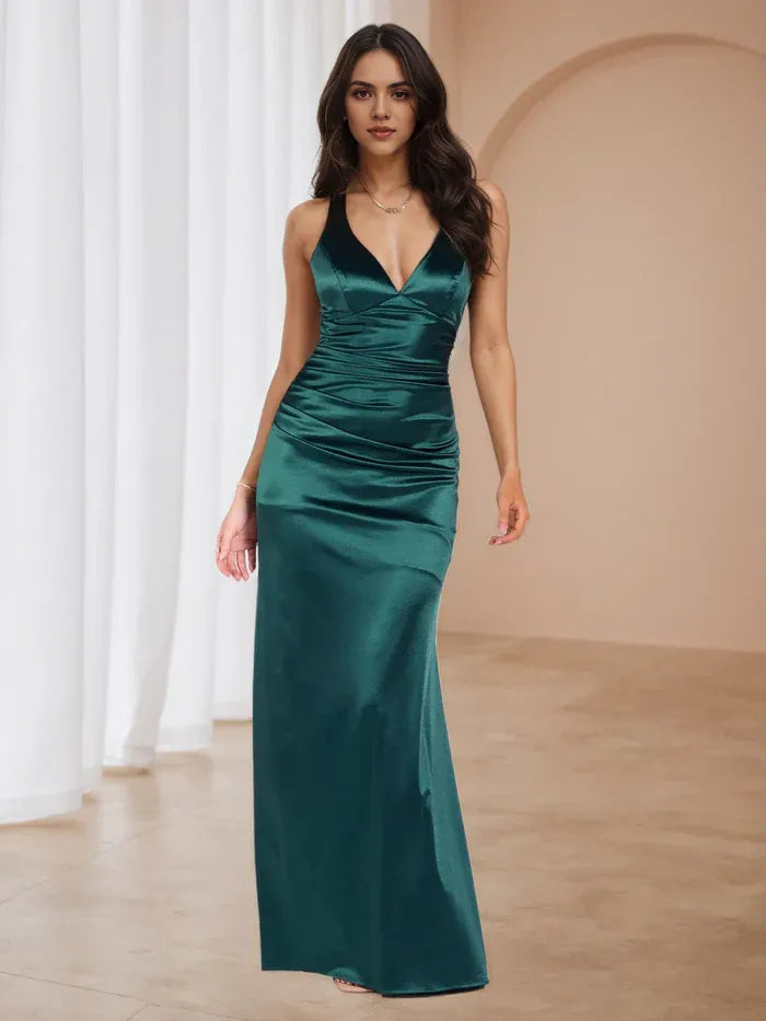 White Prom Dress Halter Neck Flowy Mermaid Skirt Beachy Glam for Destination Dances