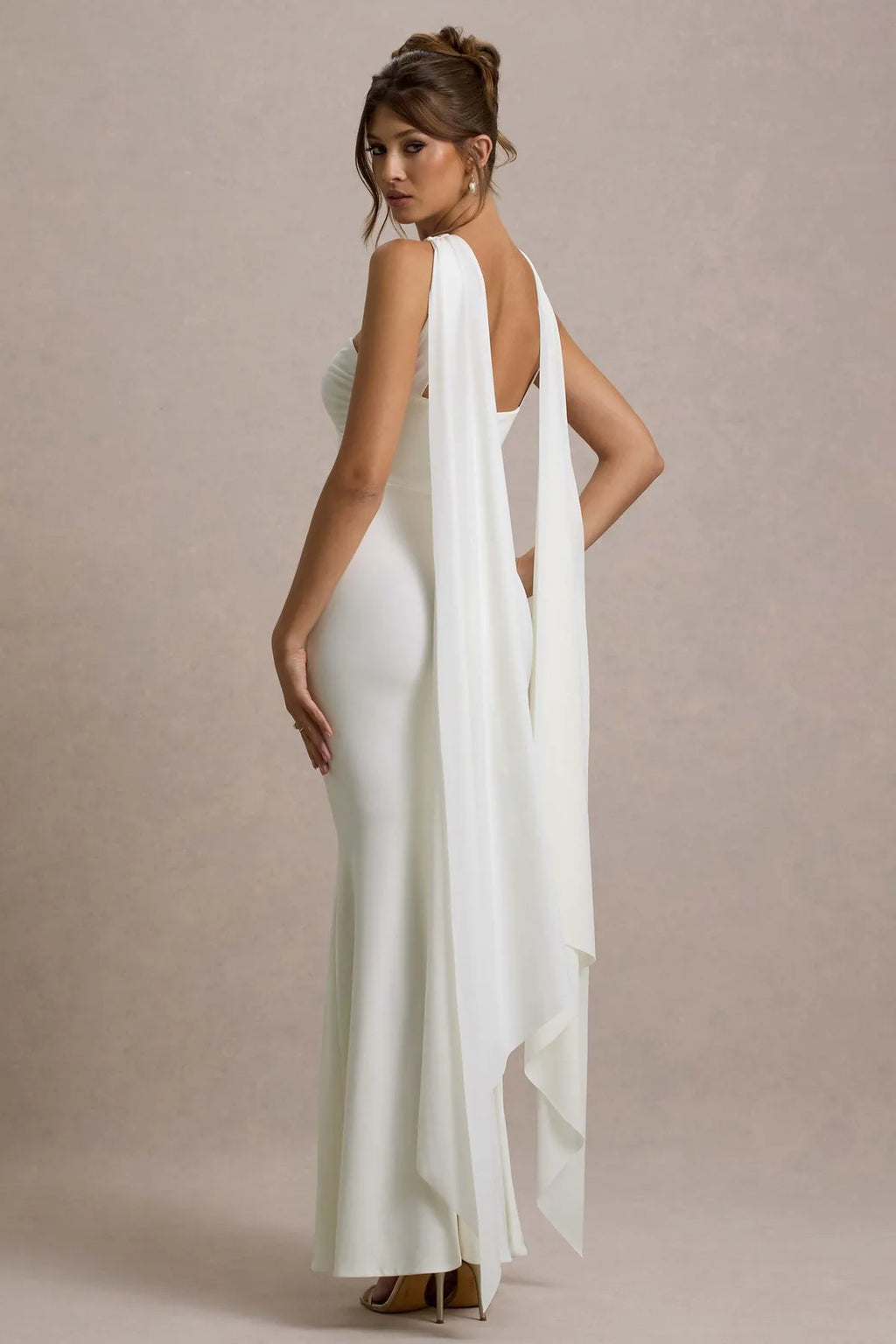 White Strapless Mermaid Prom Dresses Draped Neckline Flowing Sash and Luxurious Style for Unforgettable Evenings