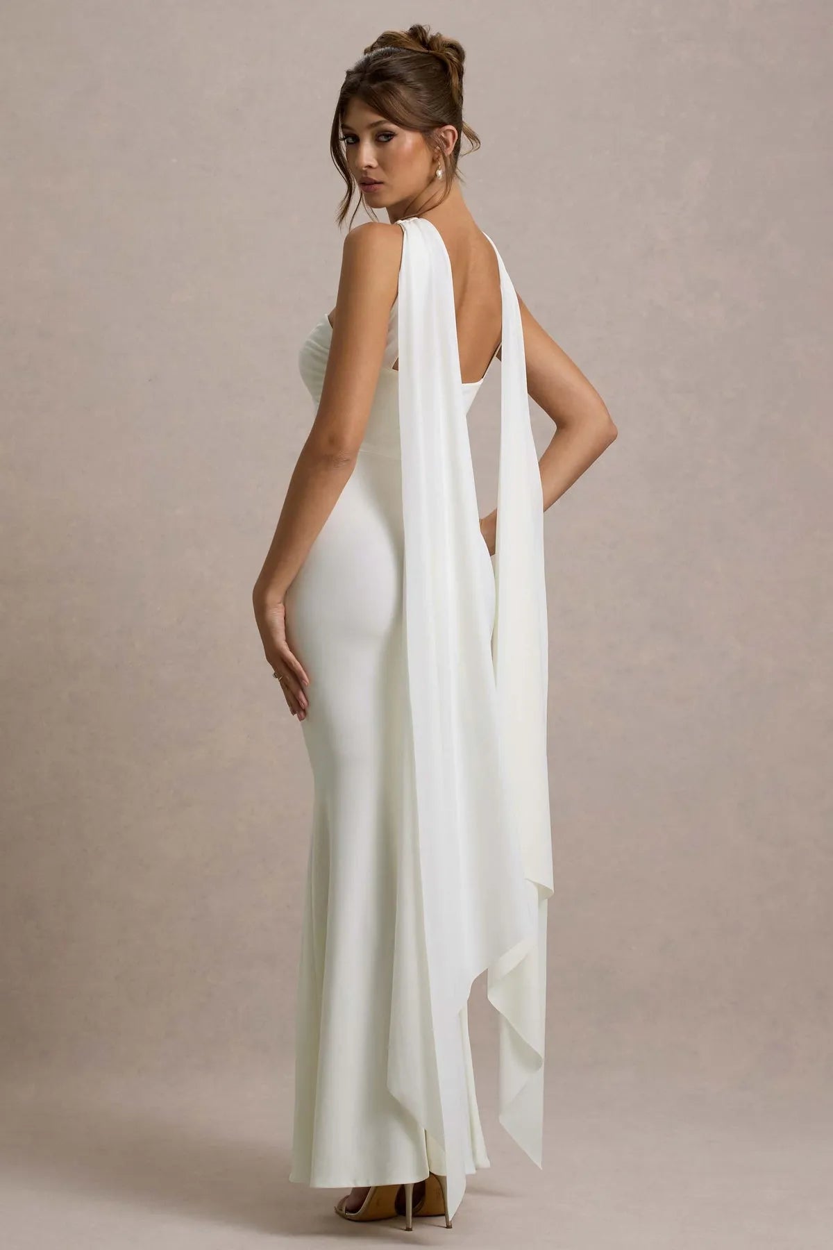 White Strapless Mermaid Prom Dresses Draped Neckline Flowing Sash and Luxurious Style for Unforgettable Evenings