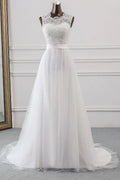 White Sweetheart Up Sleeveless Long Wedding Dress