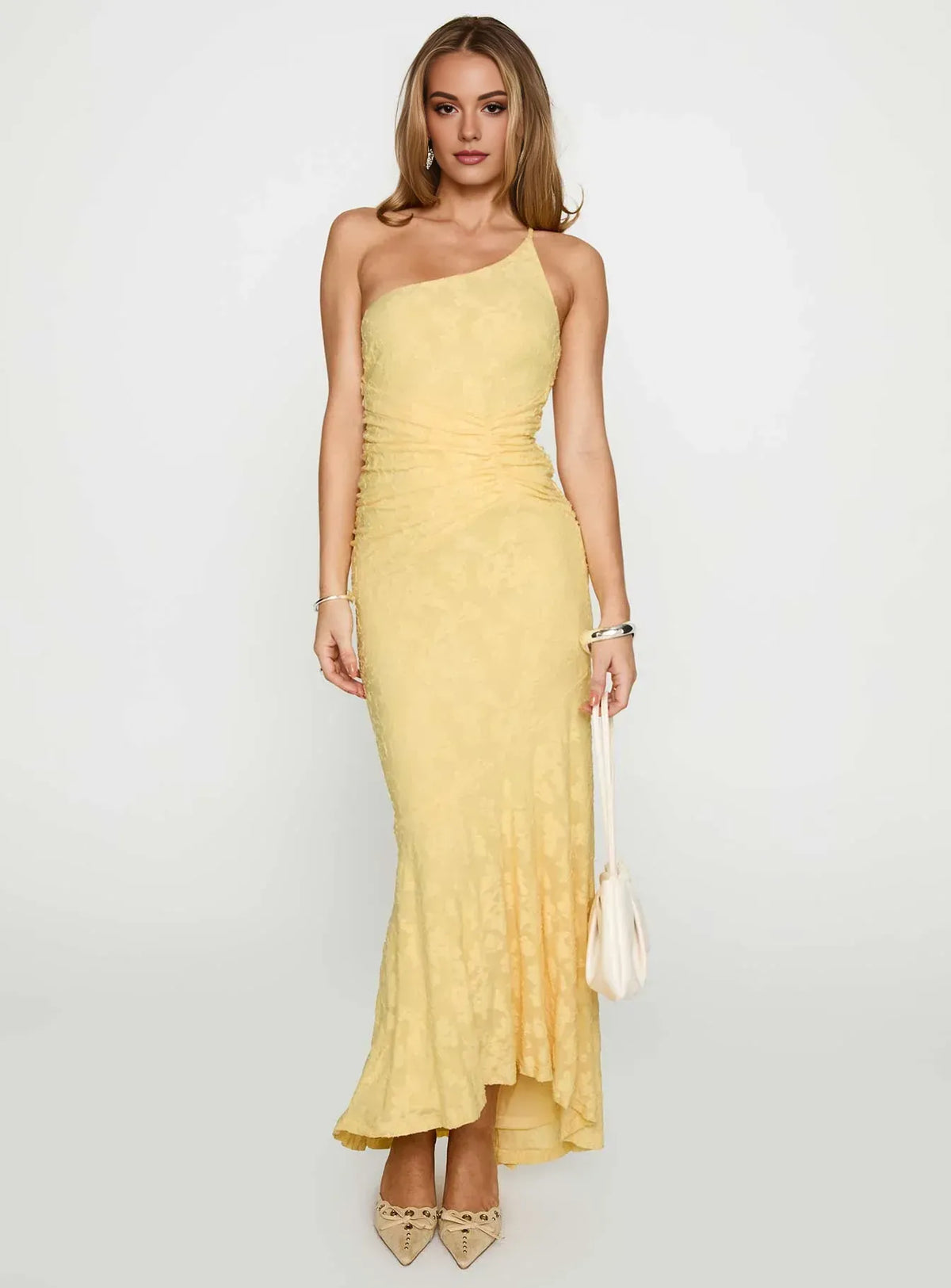 Beautiful Timeless Special Occasion Sophisticated Graceful Stylish Elegant Yellow Lace Prom Dress