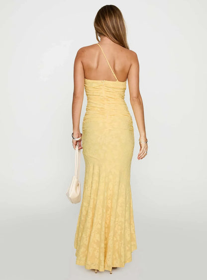 Beautiful Timeless Special Occasion Sophisticated Graceful Stylish Elegant Yellow Lace Prom Dress
