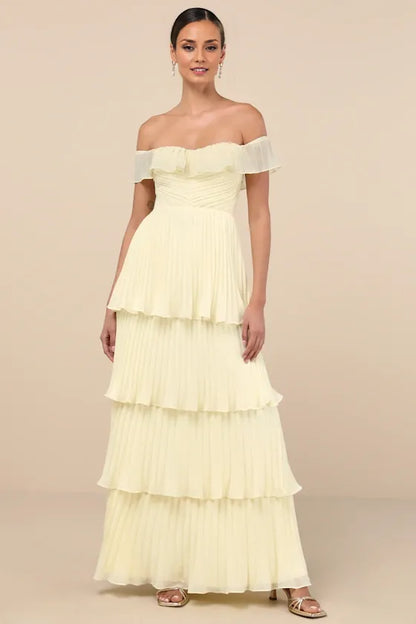 Graceful Stylish Refined Beautiful Timeless Chic Elegant A-Line Off-The-Shoulder Sleeveless Prom Dress