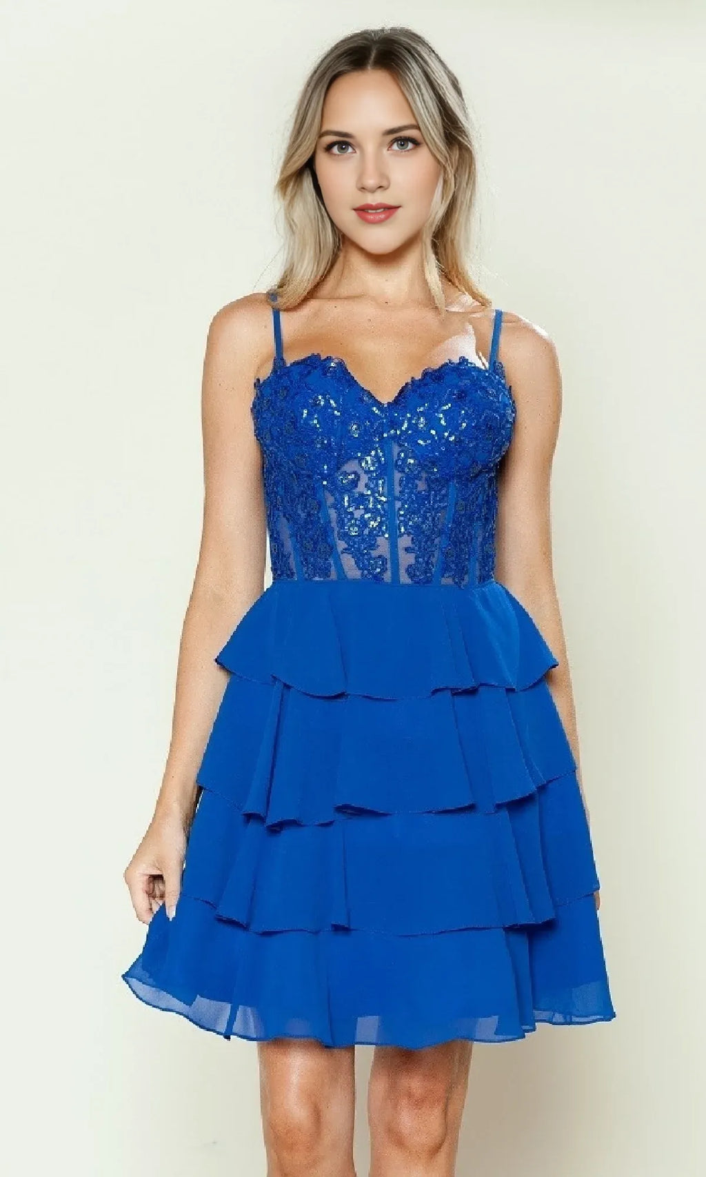 Yellow Top Homecoming Dress Tiered Skirt Spaghetti Straps for Sweet Gala Style