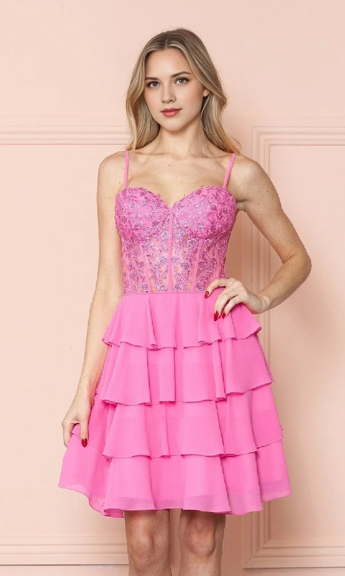 Yellow Top Homecoming Dress Tiered Skirt Spaghetti Straps for Sweet Gala Style