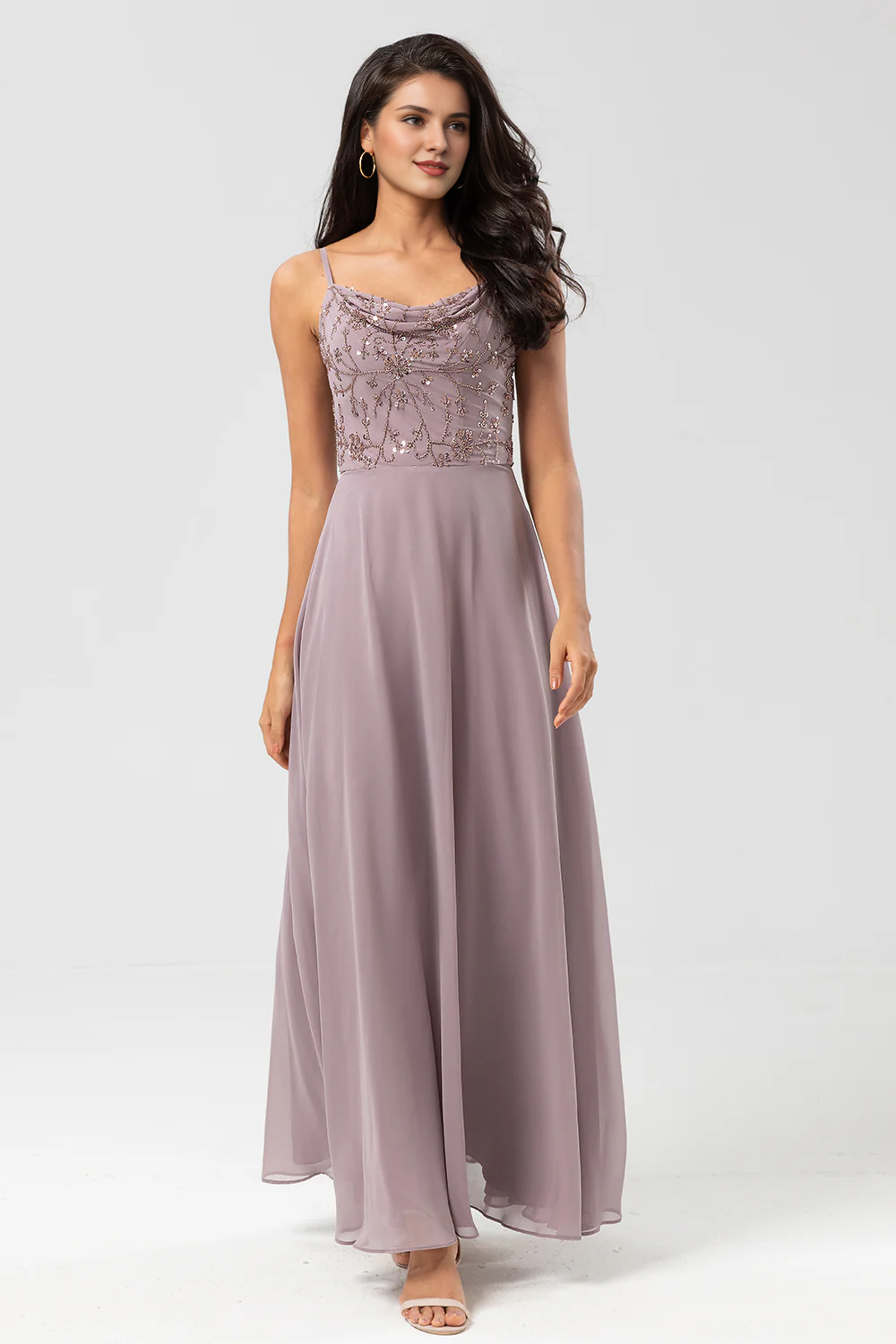 Wholesale Elegant Dusty Sage A-Line Prom Dresses Spaghetti Straps Embroidered Bridesmaid Dress