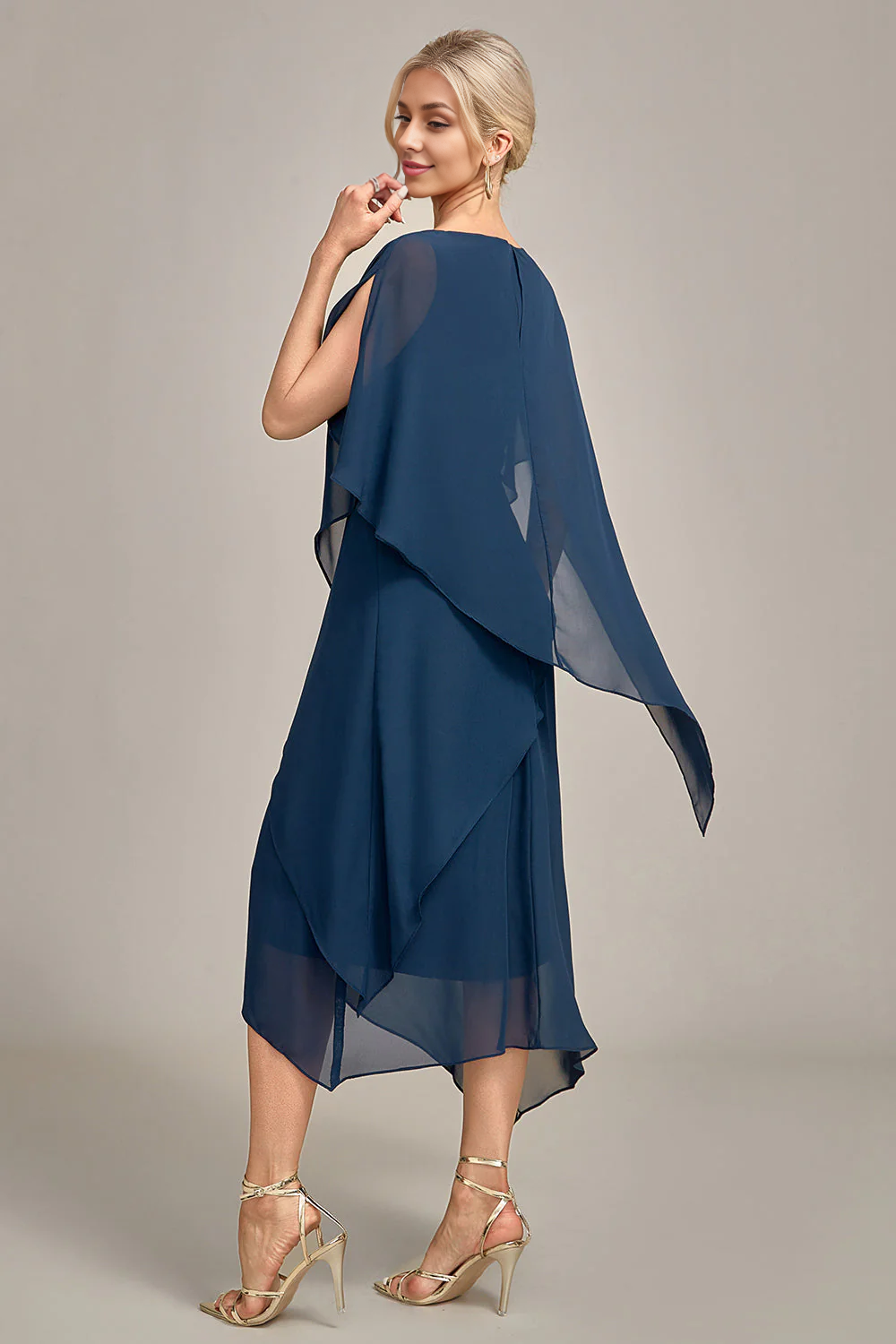 Navy Wholesale Elegant Bridesmaid Dresses A-Line Scoop Neck Mother of the Bride Dress