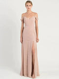A-Line Bridesmaid Dress Spaghetti Strap Short Sleeve Open Back Sweep / Brush Train Chiffon with Pattern / Print / Split Front - luodilan